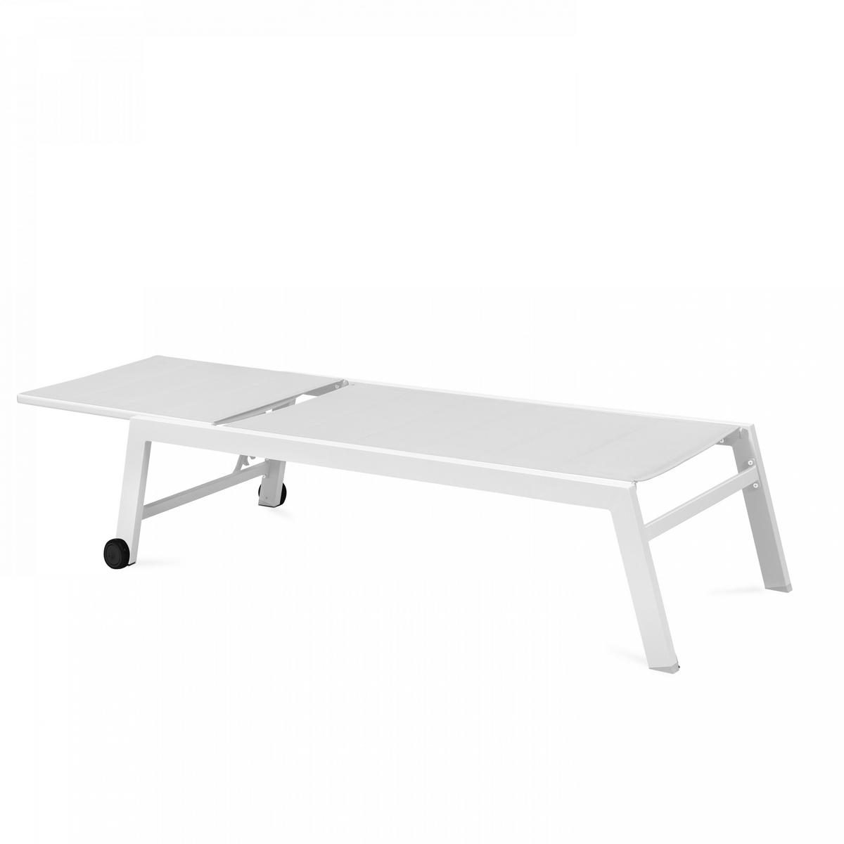 SONNENLIEGE 2-tlg., Weiß - Weiß, Metall (65/103/202cm) - Oviala