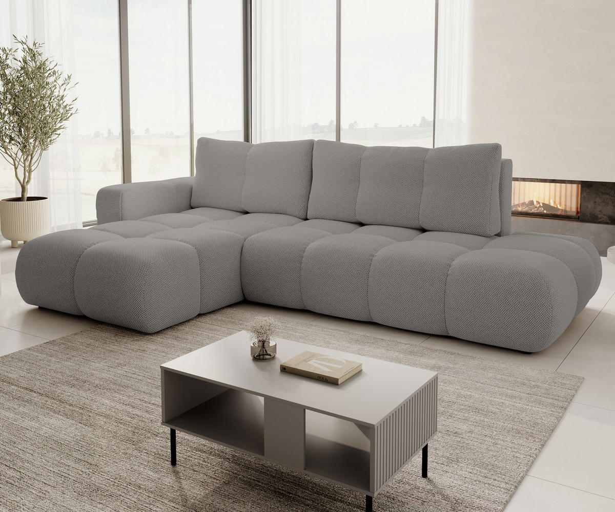 ECKSOFA L Form Hosio Grau 286/177/88 cm Links mit Schlaffunktion - Schwarz/Grau, Kunststoff/Textil (177/286cm) - AX Living