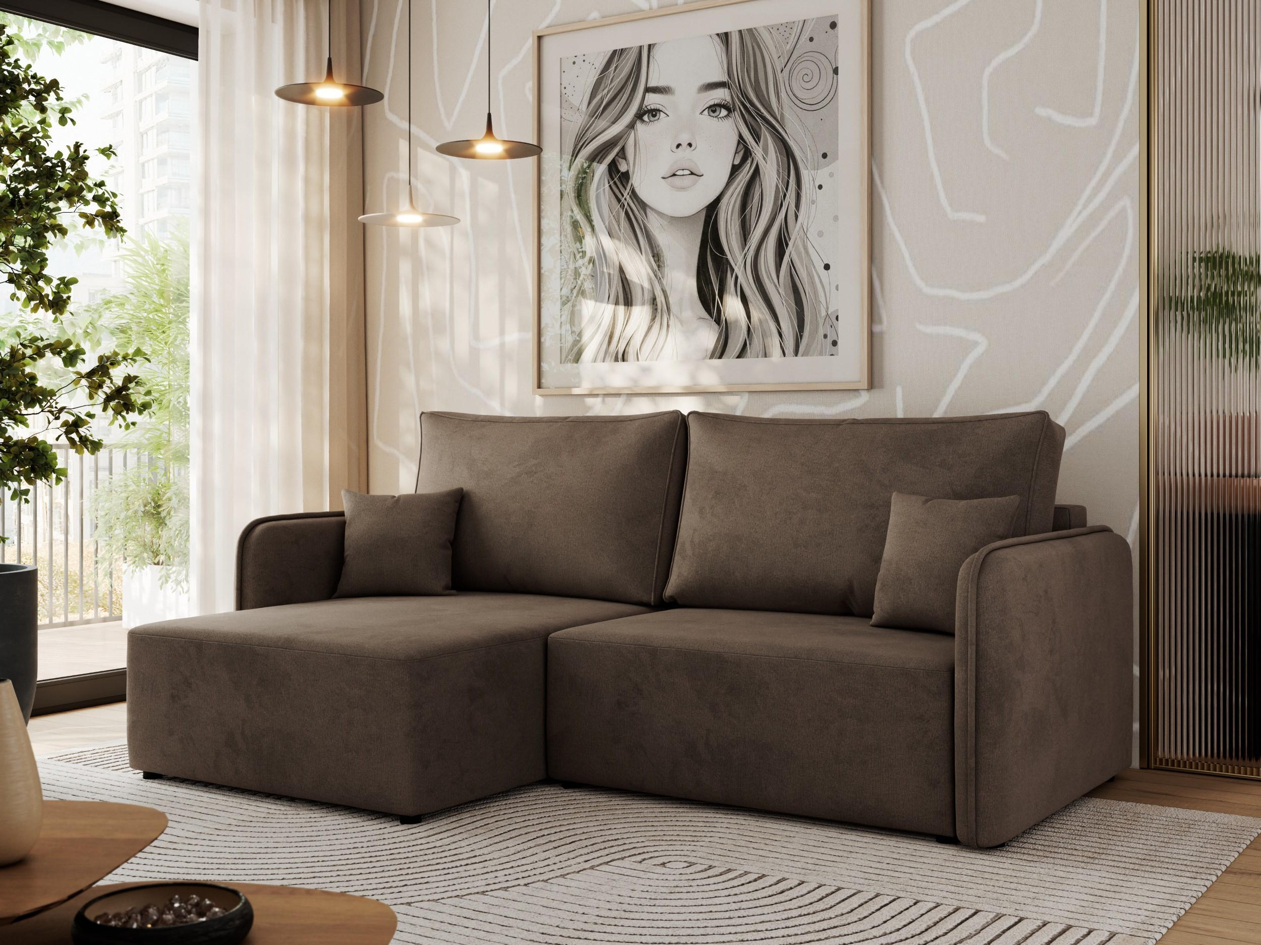 ECKSCHLAFSOFA MESTO L Braun Velvet - links - Schwarz/Braun, Kunststoff/Textil (227/147cm) - MKS
