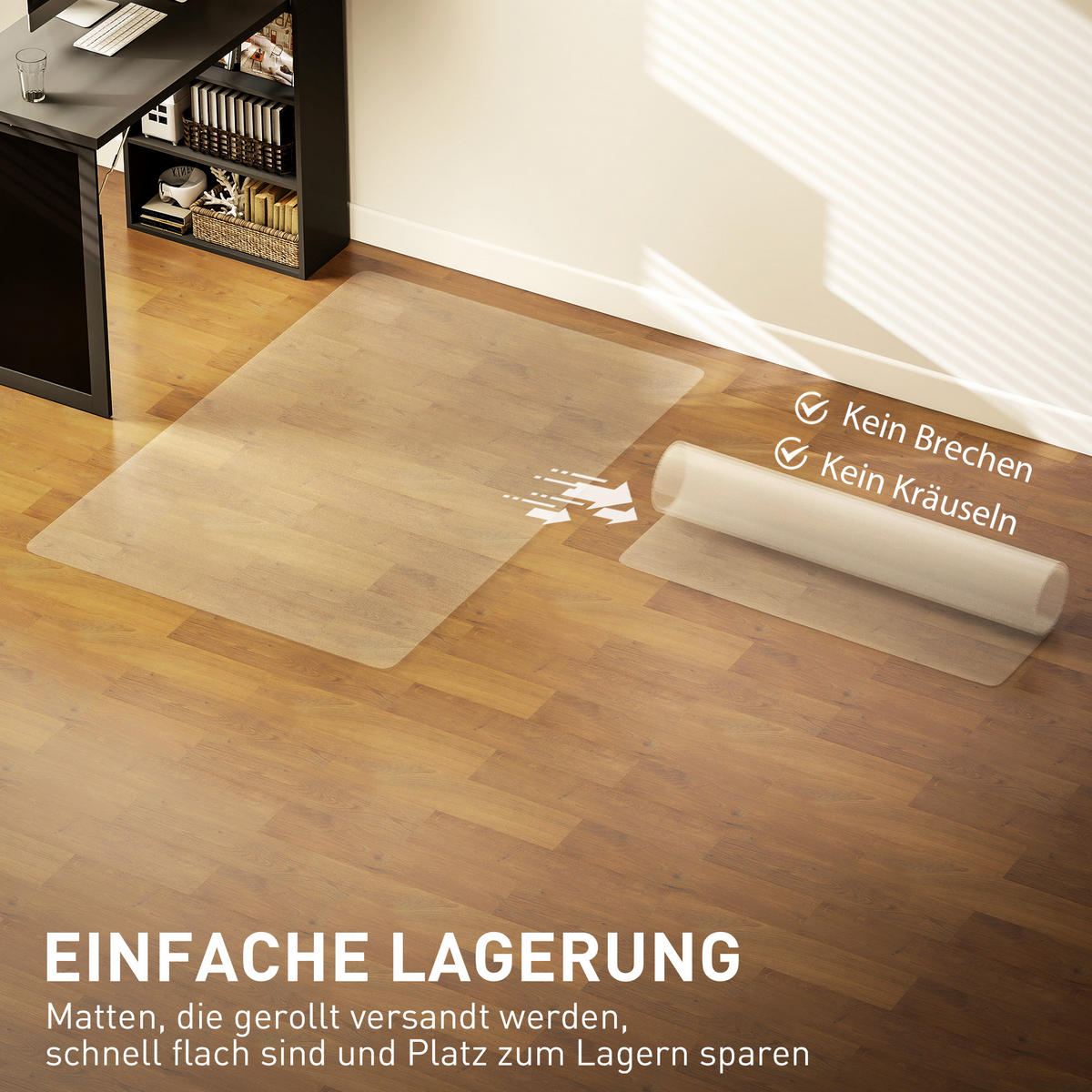 BODENSCHUTZMATTE 100 x 150 cm Bürostuhl Unterlage in Transparent für Hartböden - Transparent, Kunststoff (150/1/100cm) - HOMCOM