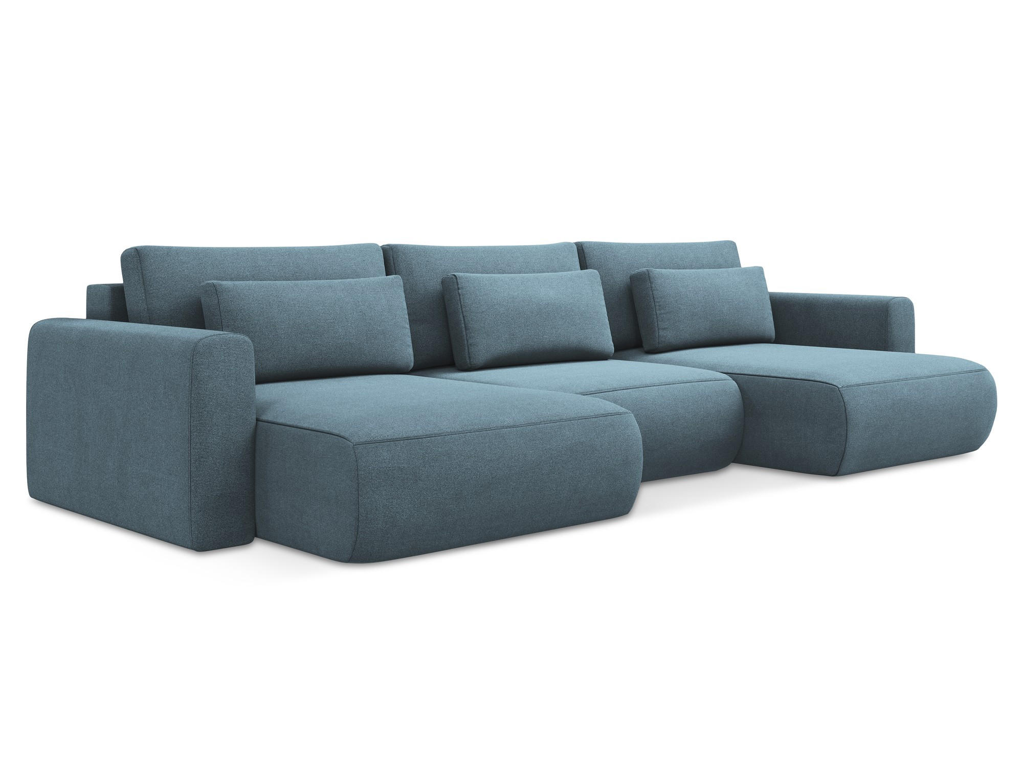 WOHNLANDSCHAFT Strukturstoff Stoff Blau - Blau/Schwarz, Kunststoff/Textil (340/82/149cm) - Makamii