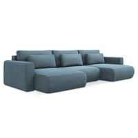 WOHNLANDSCHAFT Strukturstoff Stoff Blau - Blau/Schwarz, Kunststoff/Textil (340/82/149cm) - Makamii