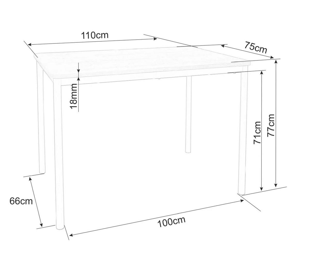ESSTISCH City Eiche Artisan / Schwarz 110 / 75 / 77cm - Eichefarben/Schwarz, Holz/Holzwerkstoff (75/110/77cm) - Feldmann-Wohnen