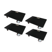 TRANSPORTROLLER 4er-Set Hercules mit 4 Rollen 15x40x60 cm Traglast 500kg Sperrholzplatte mit Gummibelag Schwarz - Schwarz, Holzwerkstoff (60/40/15cm) - PROREGAL