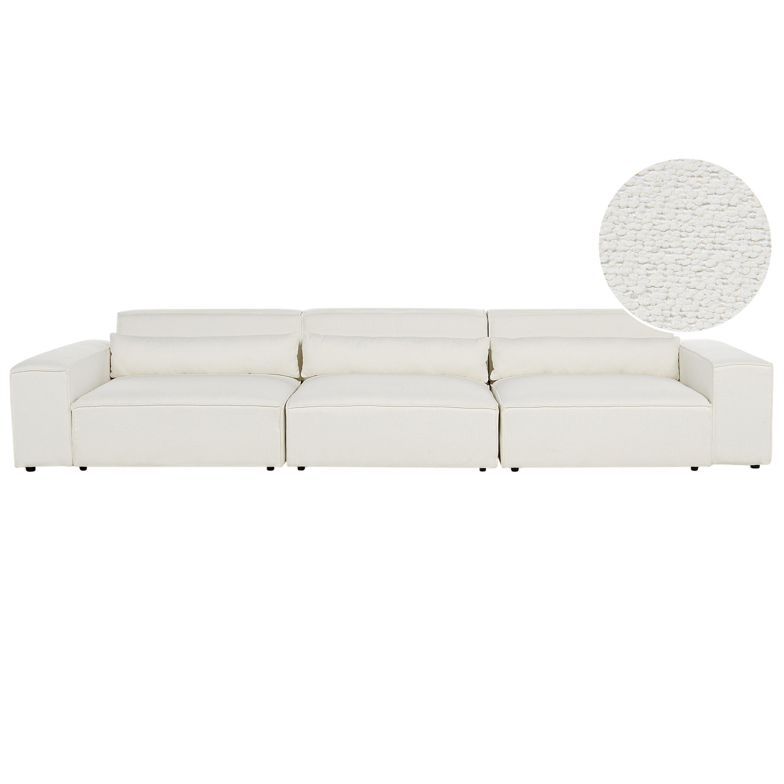 3-SITZER-SOFA Bouclé cremeweiß Hellnar - Weiß, Textil (364/70/126cm) - Beliani