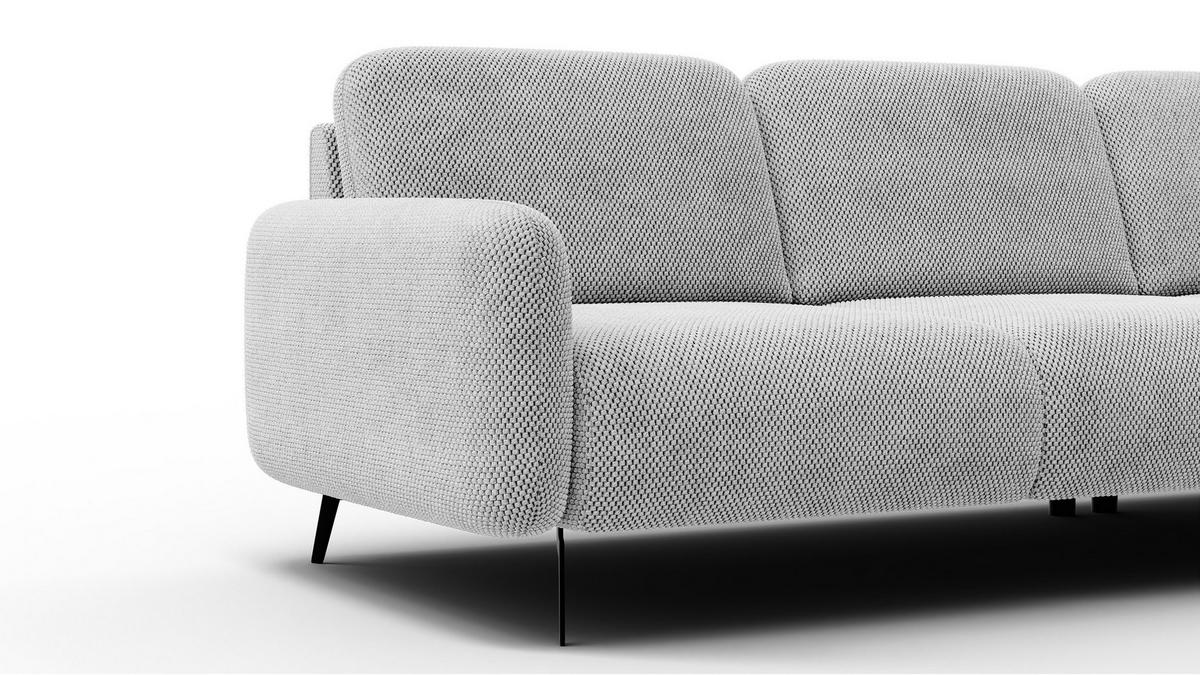 ECKSOFA FEBE 5-Sitzer rechts, hellgrau - Hellgrau/Schwarz, Holz/Textil (271/190cm) - Courtois Laville