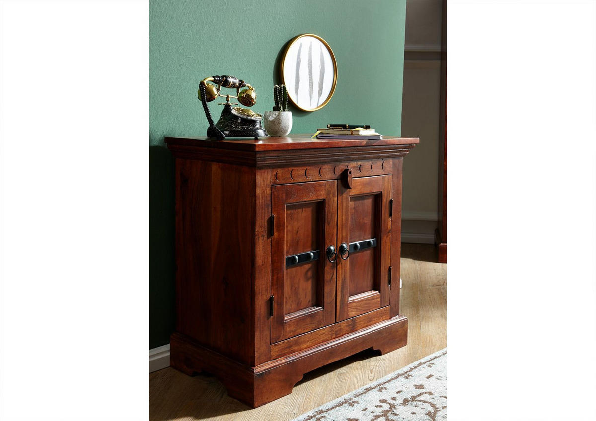 KOMMODE Akazie 65x36x65 nougat lackiert OXFORD #1008 - Dunkelbraun, Holz (65/65/36cm) - Massivmoebel24