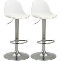 BARHOCKER 2er-Set Weiß, höhenverstellbar aus Kunstleder - Weiß, Kunststoff (42/104/38cm) - MIVRAY