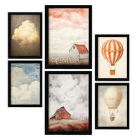 POSTER Set Mit 6 Oranger Himmelstraum A3 & A4 Schwarzer Rahmen - Schwarz, Papier (29/3cm) - Nacnic