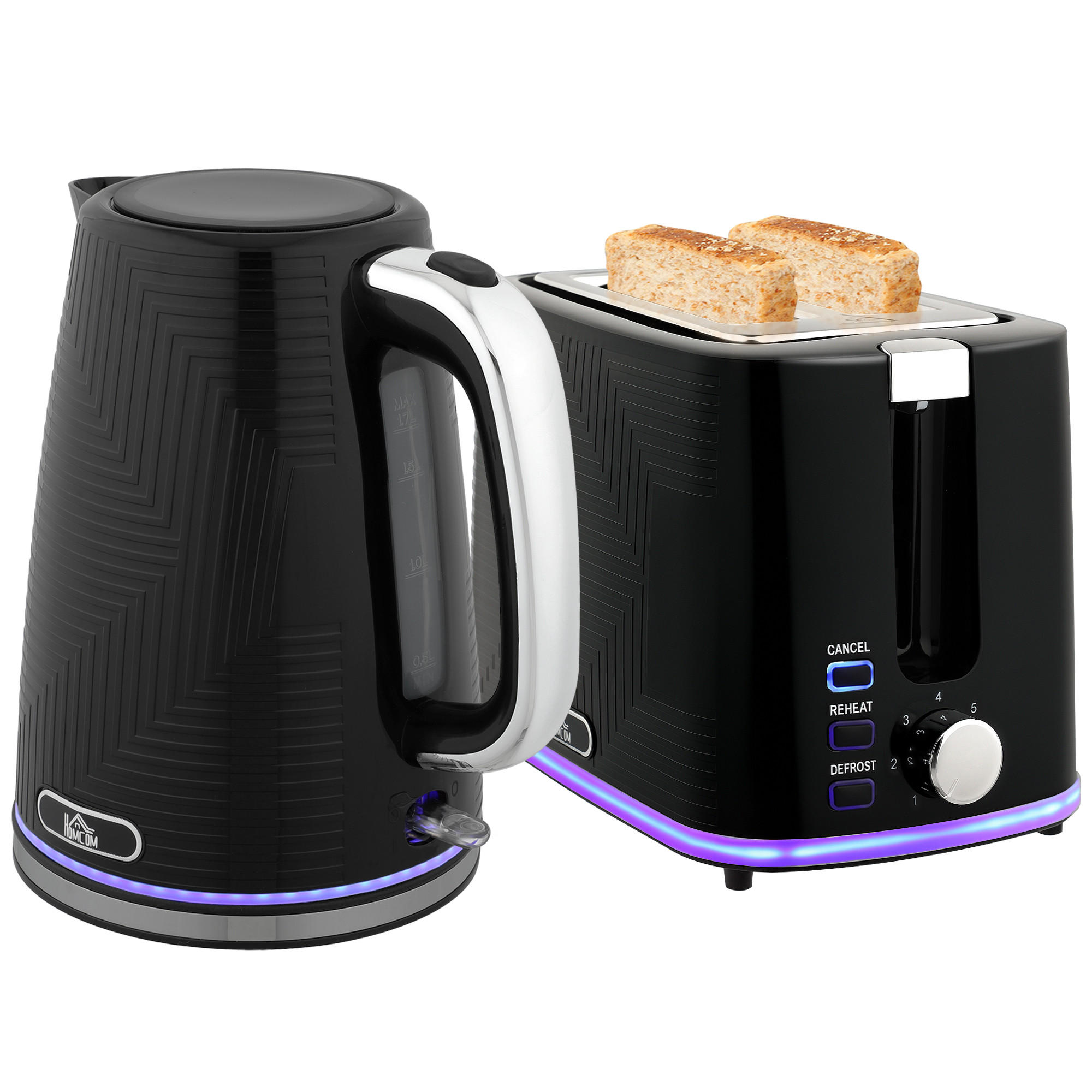 TOASTER mit Wasserkocher DE-07884 Schwarz - Schwarz, Metall (16.7/23.2/22.2cm) - ComfortXL
