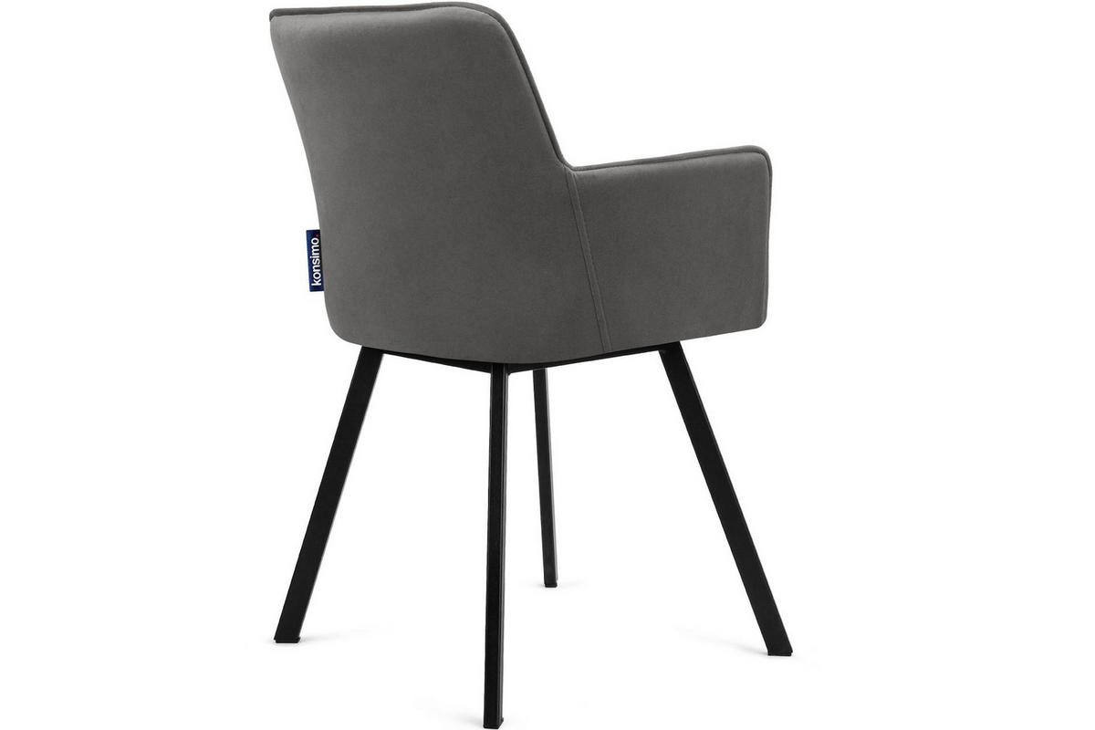 ESSZIMMERSTUHLE PYRUS 2-tlg Velours-Sitz, Grau/Schwarz - Schwarz/Grau, Textil/Metall (56/84/46cm) - KONSIMO®