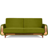 3-SITZER-SCHLAFSOFA GUSTAVO mit Armlehnen, grün - Braun/Olivgrün, Holz/Holzwerkstoff (230/98/98cm) - KONSIMO®
