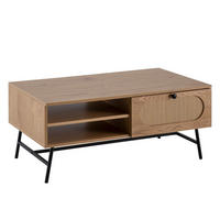 COUCHTISCH in Eiche-Dekor und Rattan, 100x60x45 cm, mit integriertem Stauraum - Schwarz/Braun, Holzwerkstoff/Metall (60/100/45cm) - KADIMA DESIGN