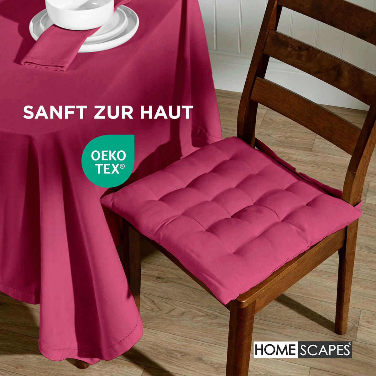 STUHLKISSEN 4er-Set weinrot 40/40/6,5 cm - Weinrot, Textil (40/40/6.5cm) - Homescapes