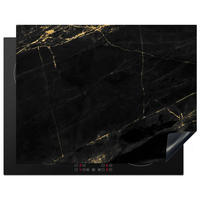 HERDABDECKPLATTE Marmor - Schwarz - Gold - Chic - Marmoroptik - Design Induktionsmatte 77x59 cm - Schwarz, Kunststoff (77/59/0.2cm) - MuchoWow