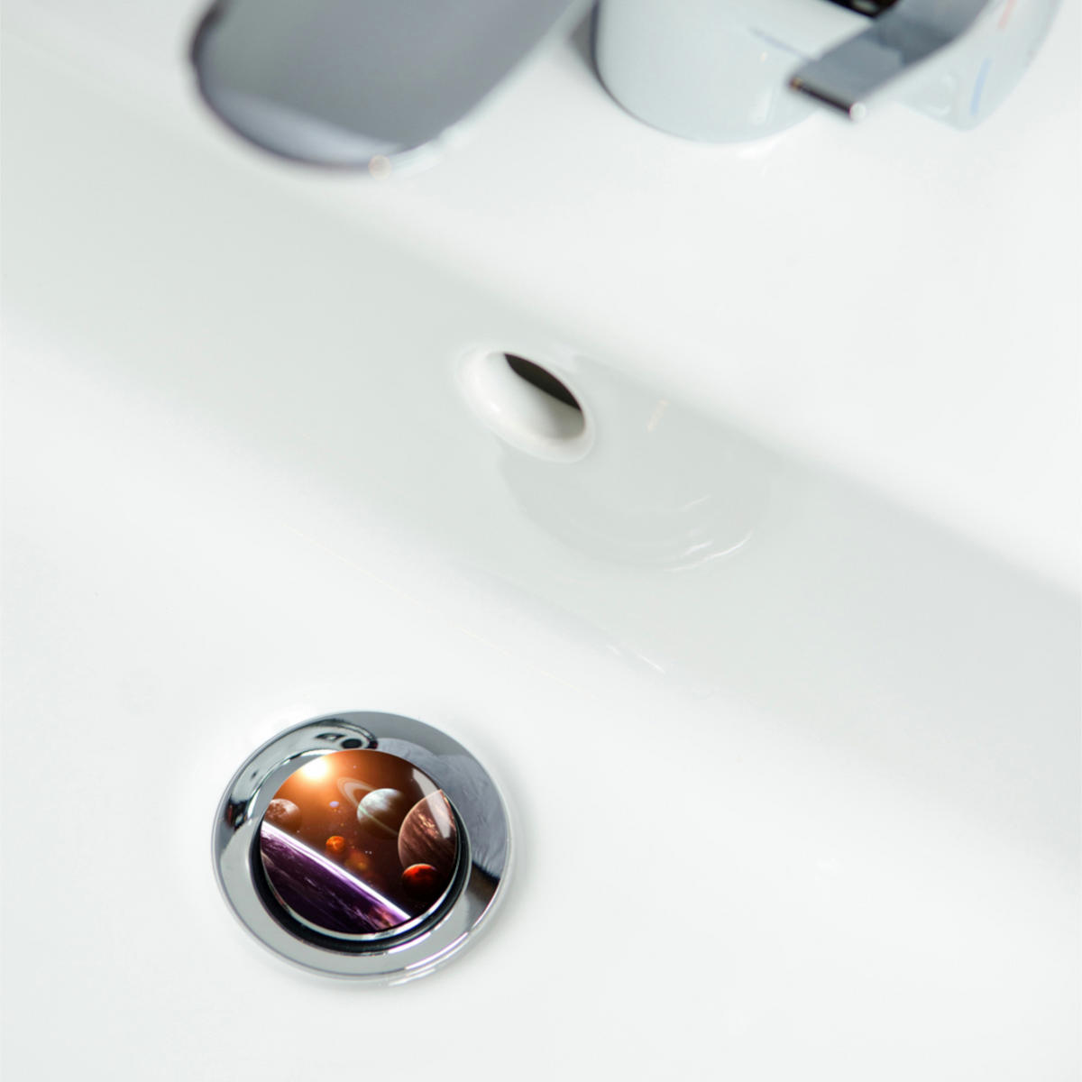 WASCHBECKENSTÖPSEL Planeten - Orange, Kunststoff/Metall (4/7/7cm) - Sanilo