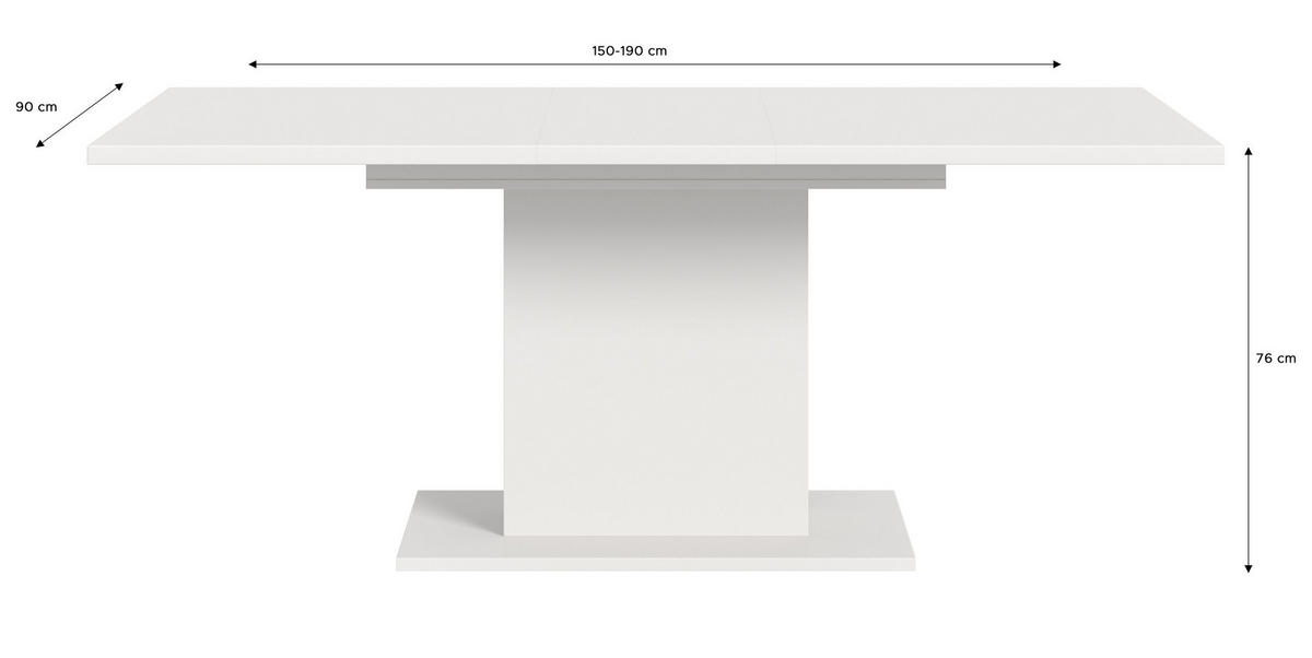 ESSTISCH MOTION (B/H/T: ca. 150/76/90 cm) in Weiß/weiß - Weiß, Holzwerkstoff (90/150/76cm)