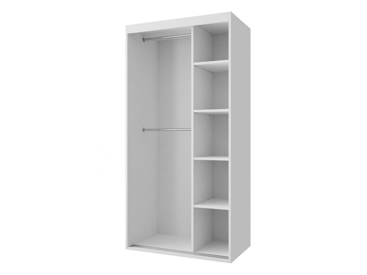 SCHWEBETÜRENSCHRANK Rejat 100 - Silberfarben/Weiß, Holzwerkstoff/Kunststoff (100/205/60cm) - MIRJAN24