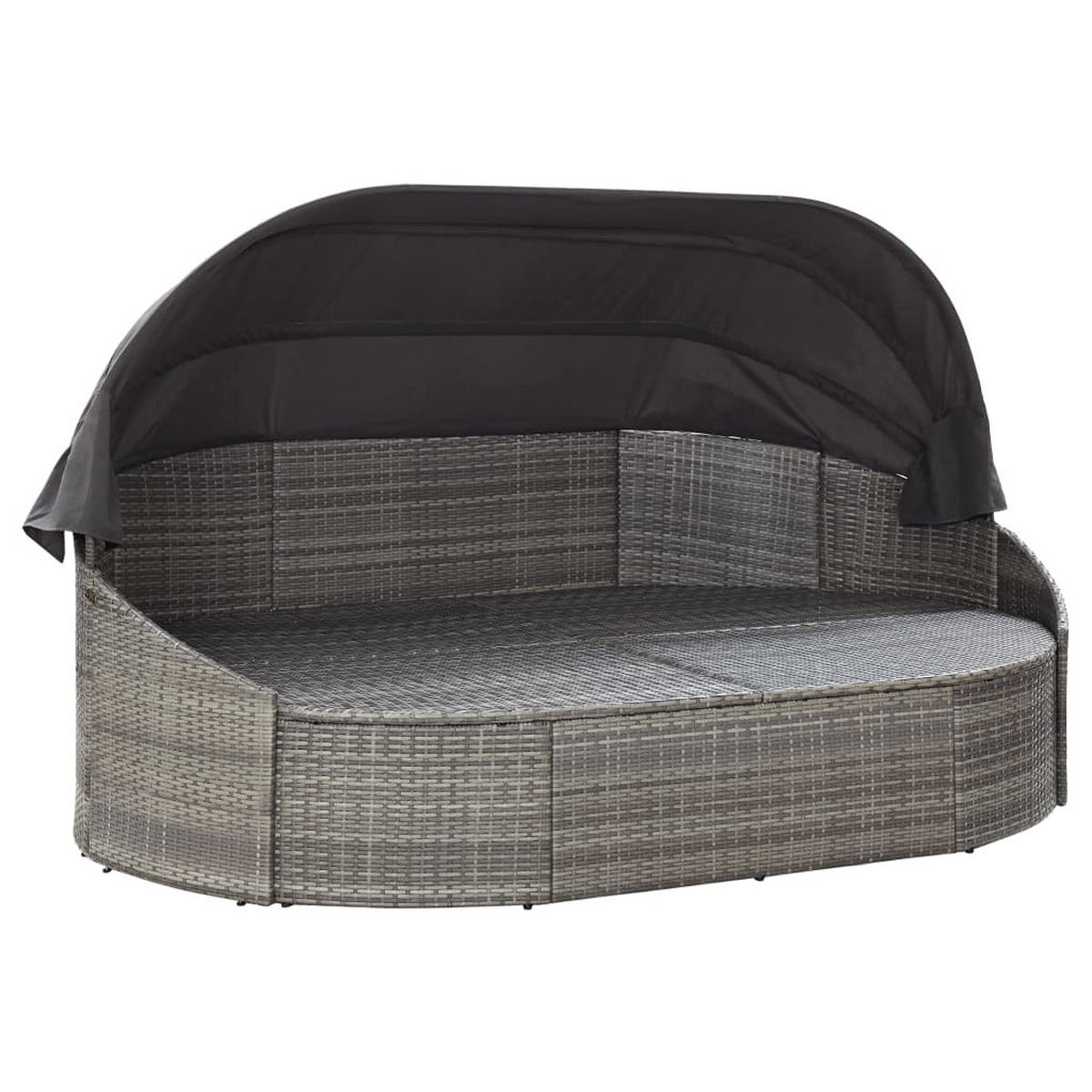 OUTDOOR-LOUNGEBETT Mit Dach Grau - Grau, Kunststoff (145/141/230cm) - vidaXL