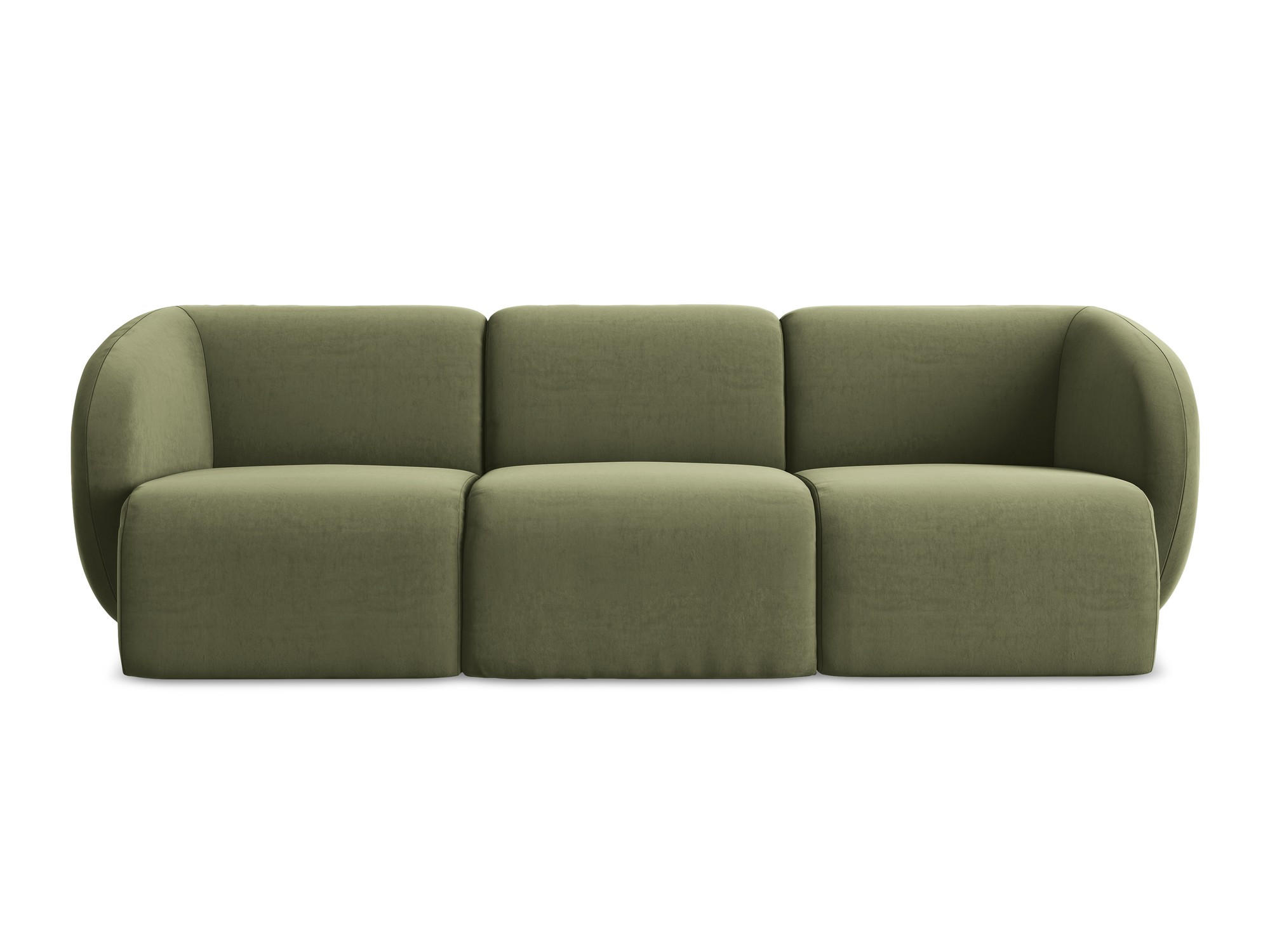 3-SITZER SOFA Samt Stoff Grün - Schwarz/Olivgrün, Holzwerkstoff/Kunststoff (244/75/94cm) - Makamii