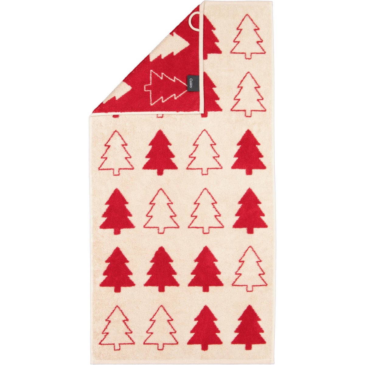HANDTÜCHER CHRISTMAS EDITION TANNENBÄUME 794 NATUR-ROT - 32 - Beige, Textil (50/100cm) - Cawoe