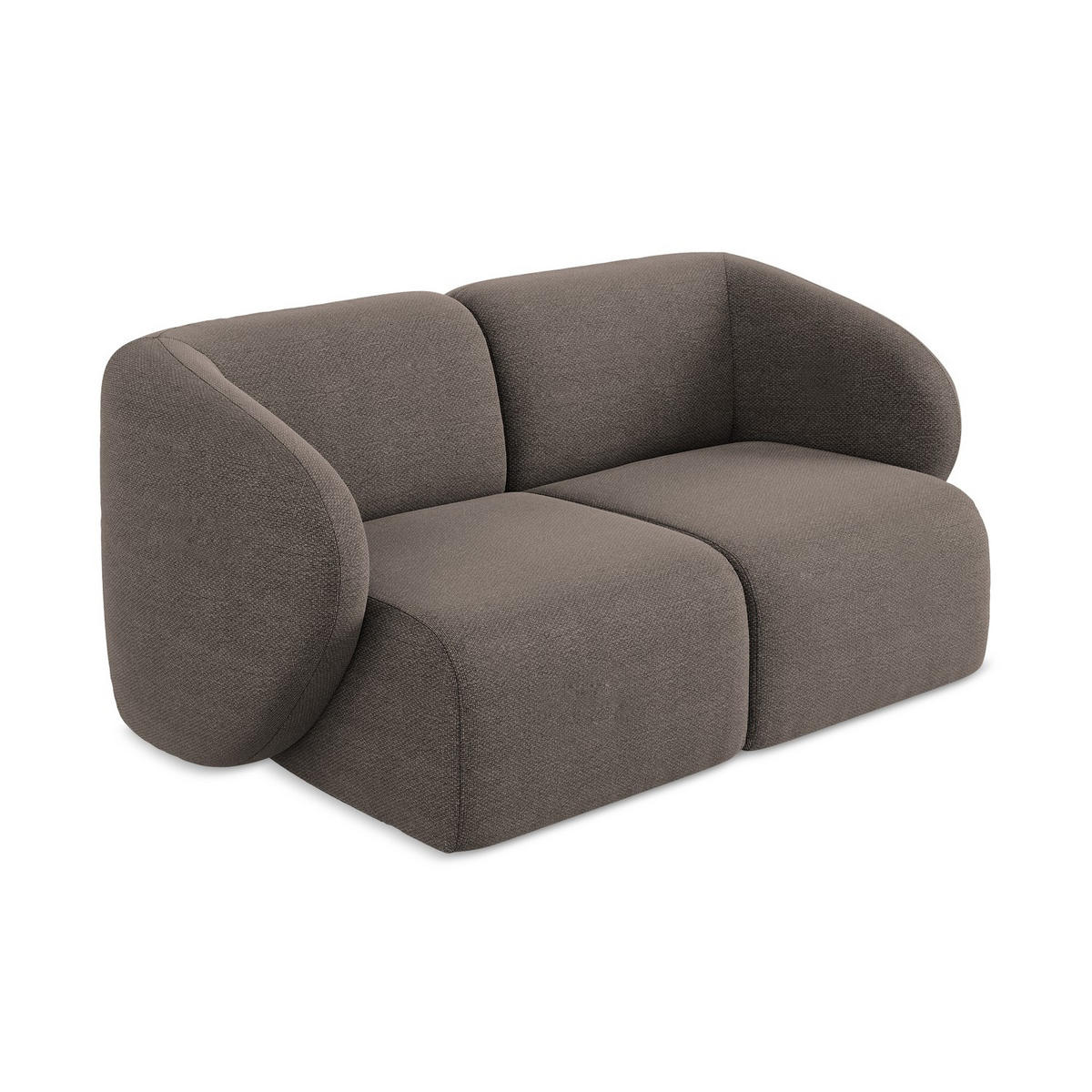 2-SITZER-SOFA Bouclé Stoff Braun - Schwarz/Mokka, Holzwerkstoff/Kunststoff (174/75/94cm) - LaMiaSofa
