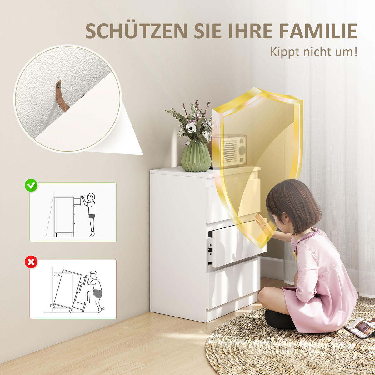 NACHTTISCH 2er-Set Weiß 30.0/40.0/59.5 cm - Weiß, Holzwerkstoff (40/59.5/30cm)