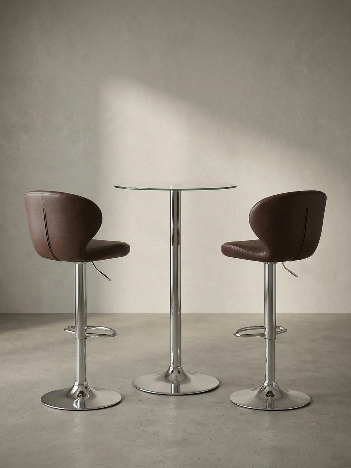 STEHTISCH – Ø 60 cm, Sicherheitsglas, Drehfunktion, Trompetenfuß, Chrom - Silberfarben, Glas/Metall (60/60/105cm) - KADIMA DESIGN