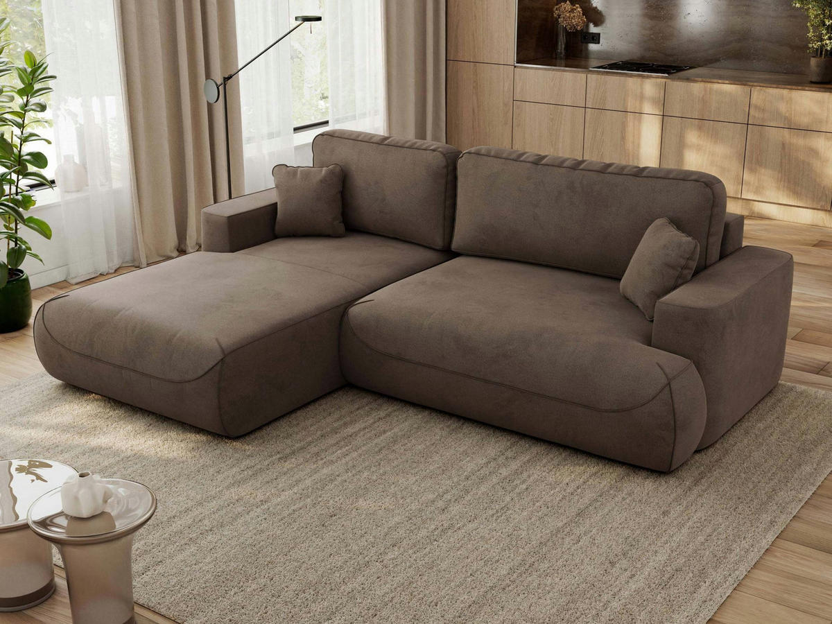 ECKSOFA OVO L Braun Velvet - Links Seite - Schwarz/Braun, Kunststoff/Textil (271/195cm) - MKS