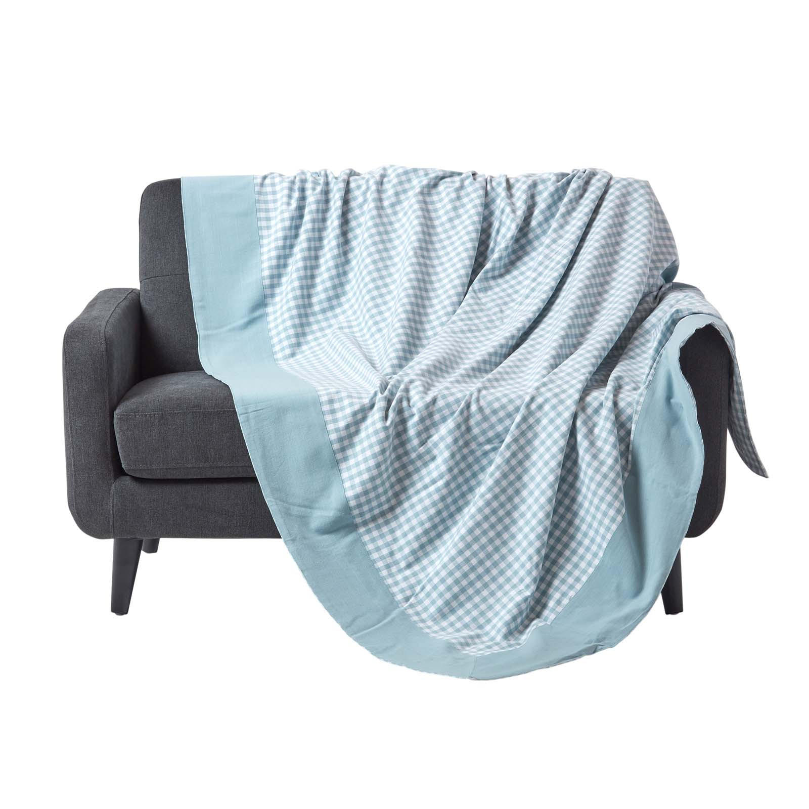 ÜBERWURF 150/200 cm, Vichy Karo 100% Baumwolle - Blau, Textil (150/200cm) - Homescapes