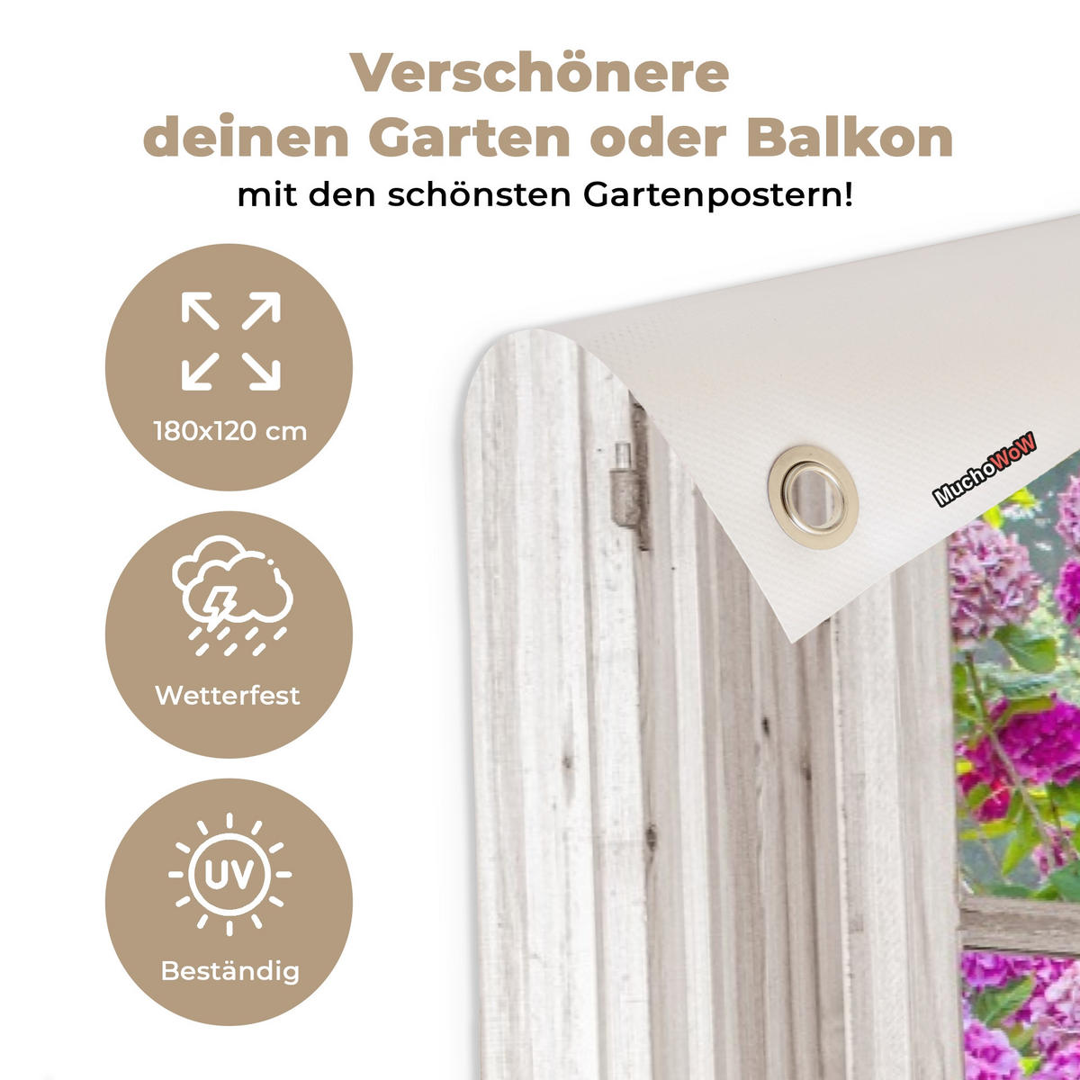 ZAHRADNÍ PLAKÁT Hortenzie - Průhledné - Květiny - Léto - Fialová - Cesta 180x120 cm - zelená barva, plast (180/120/0.2cm) - OnlyWow