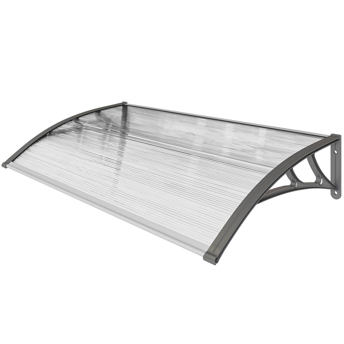 TÜRÜBERDACHUNG DE-07390 wetterfest mit Polycarbonat Grau - Transparent/Grau, Kunststoff/Metall (60/18/110cm) - ComfortXL