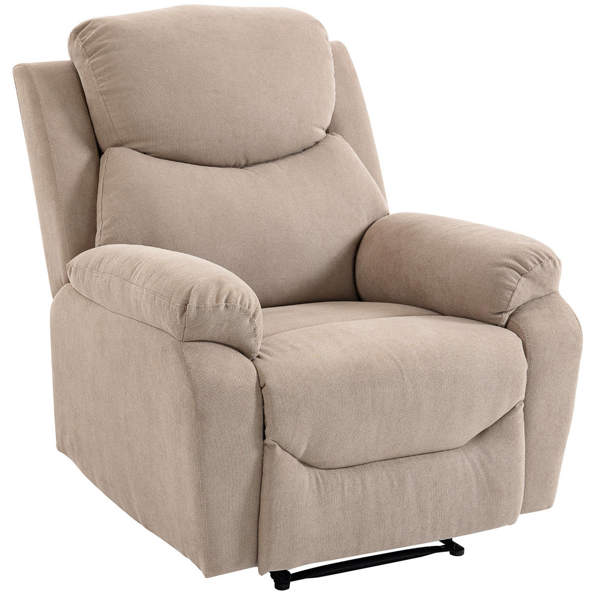 RELAXSESSEL,MANUELL dicker Stoff gepolsterte Armlehnen Fußstütze,beige - Beige, Textil (85/105/93cm) - Vallsero