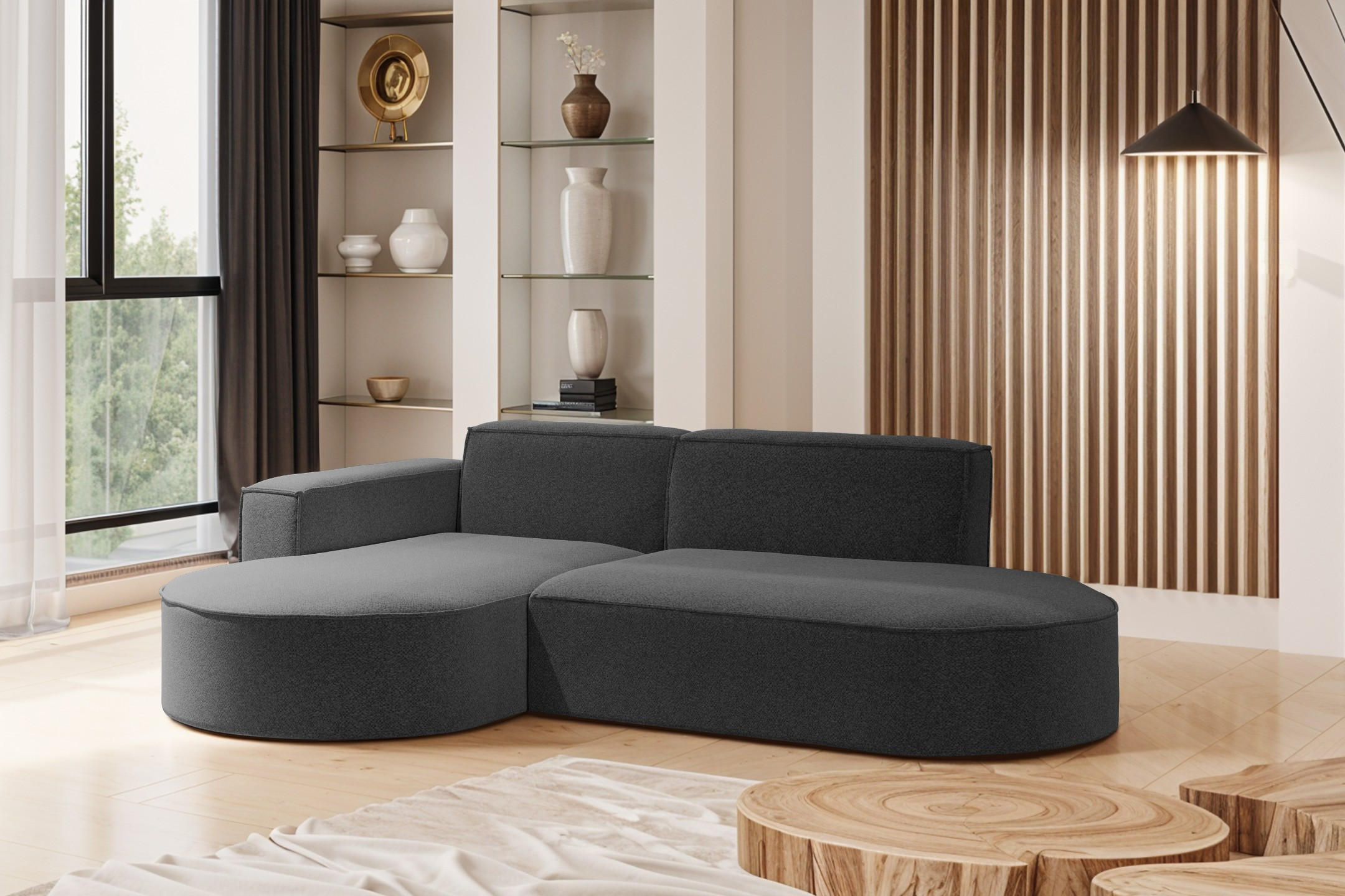 ECKSOFA Modernes L-förmiges Modena Studio Stoff Raven Graphit Links - Graphitfarben, Holz/Textil (165/236cm) - Kaiser Möbel