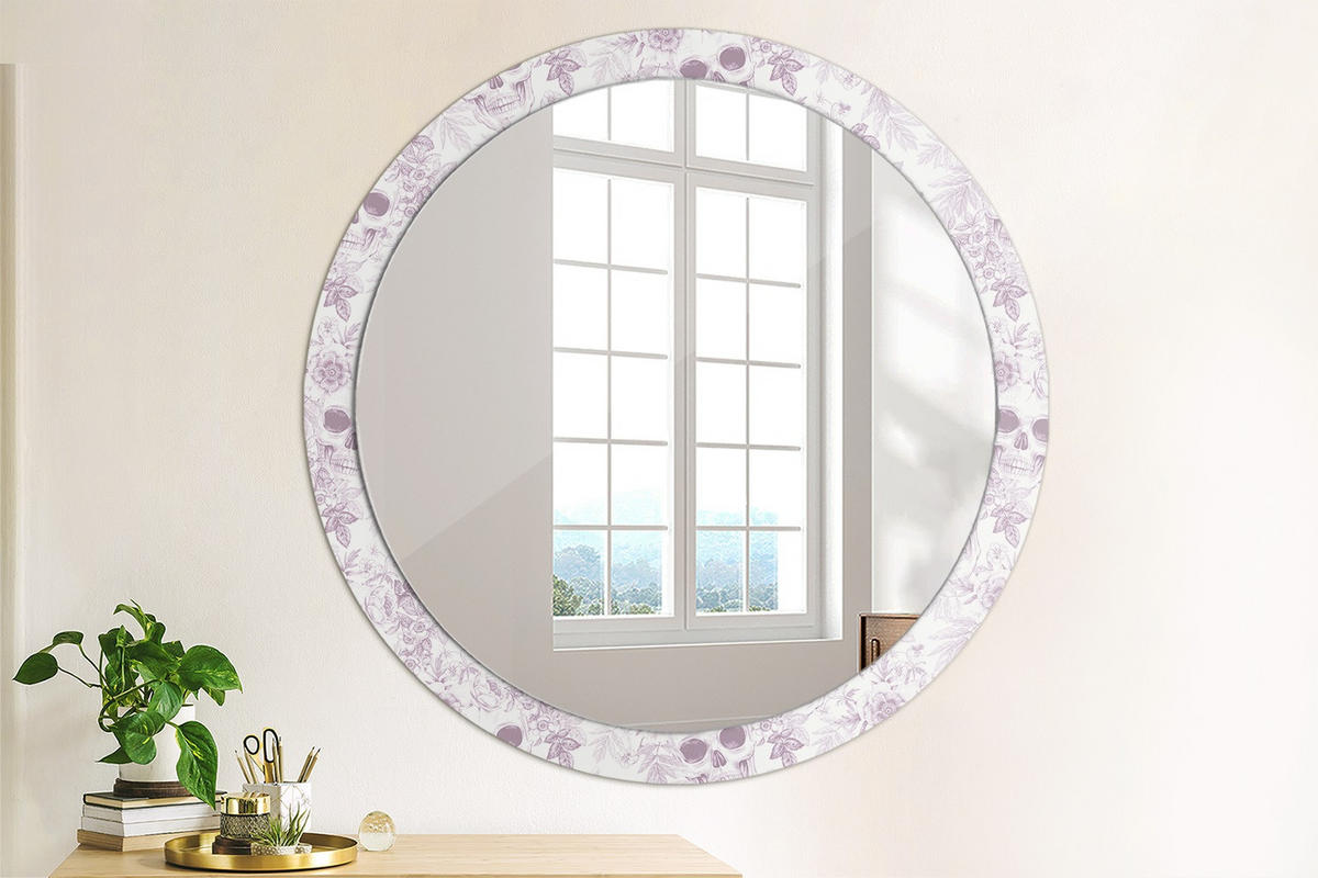 SPIEGEL Rund Ø 100 cm mit Aufdruck - Violett, Glas (100/100/0.4cm) - Wallfluent
