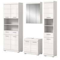 BADMÖBEL-SET weiß Hochglanz 4-teilig 200 cm, Komplettset mit viel Stauraum - Weiß Hochglanz, Glas/Holzwerkstoff (200/191/34cm) - Inn.Furn