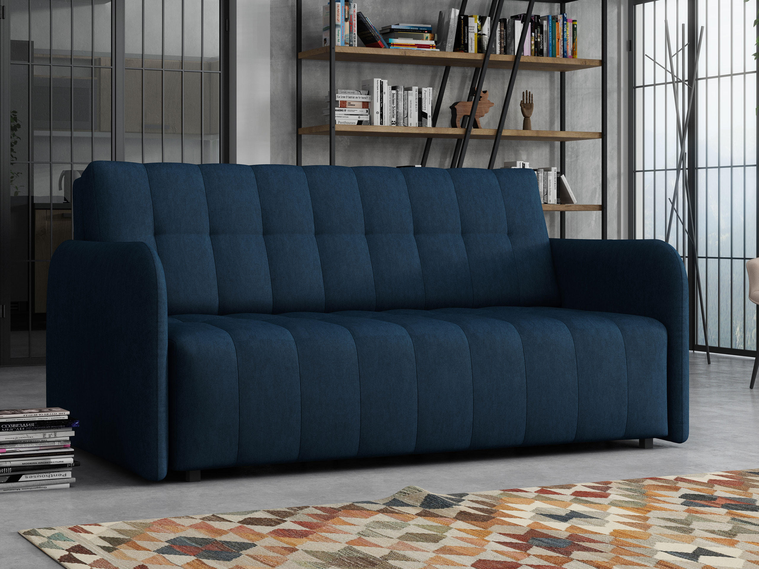 SCHLAFSOFA Viva Grand IV - Schwarz/Dunkelblau, Holz/Kunststoff (165/85/95cm) - MIRJAN24