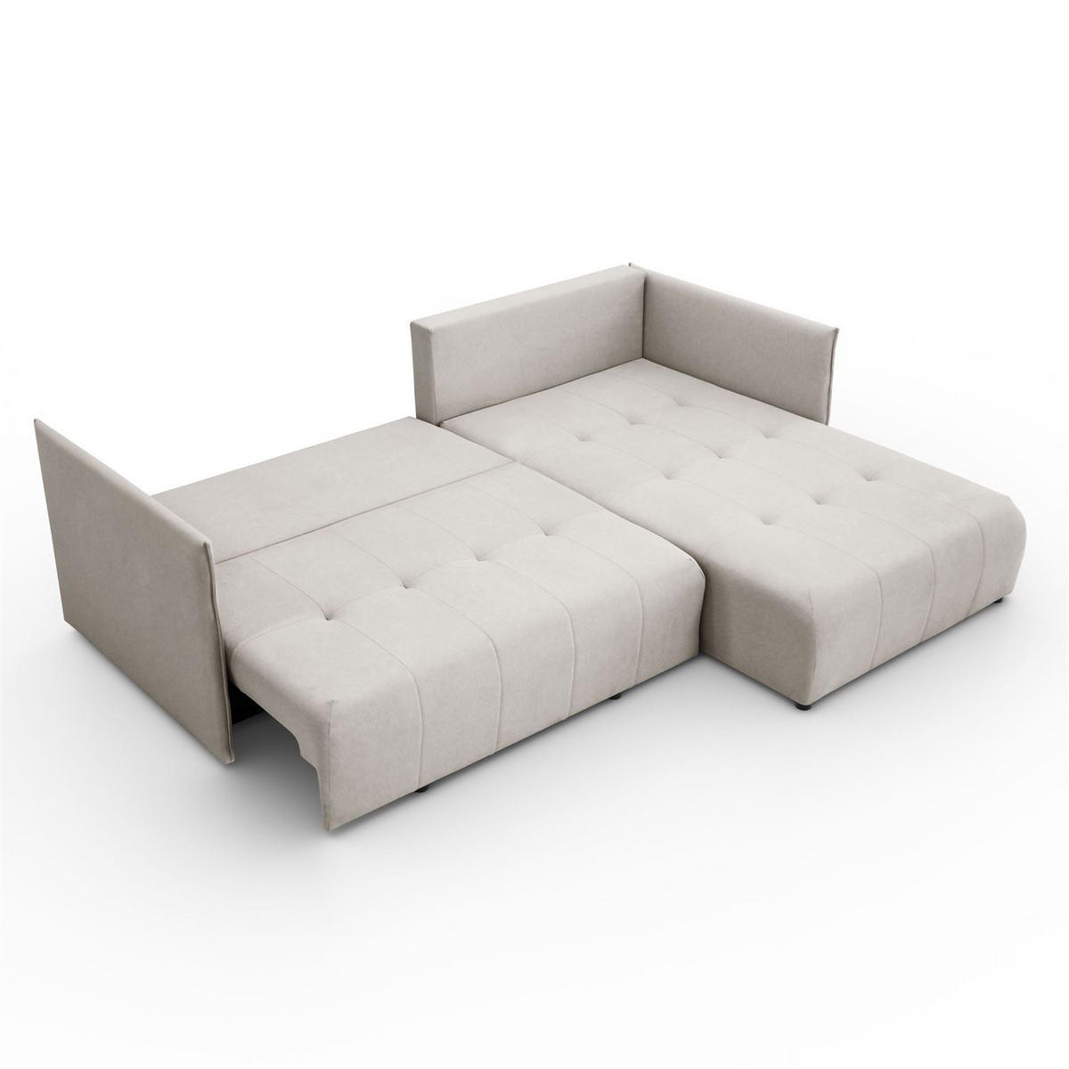 ECKSOFA APOLLO L mit Schlaffunktion und Bettkasten – rechte Seite - Ecru, Textil (246/188cm) - Lookway