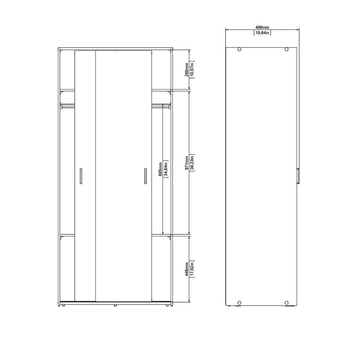 KLEIDERSCHRANK, Space, Weiß, Holzwerkstoff, 78 x 49 x 176 cm - Weiß, Holzwerkstoff (78/176/49cm) - ebuy24