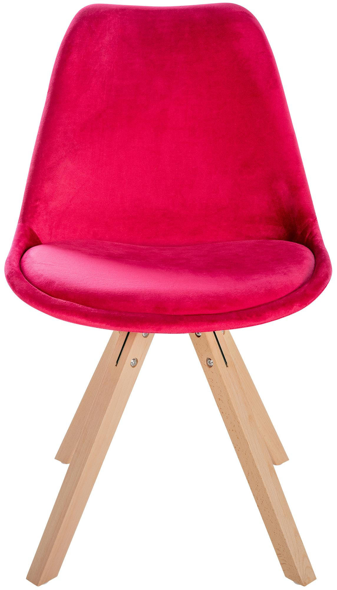 STUHL Samt rot - Rot/Naturfarben, Holz/Textil (48/81/54cm) - CLP
