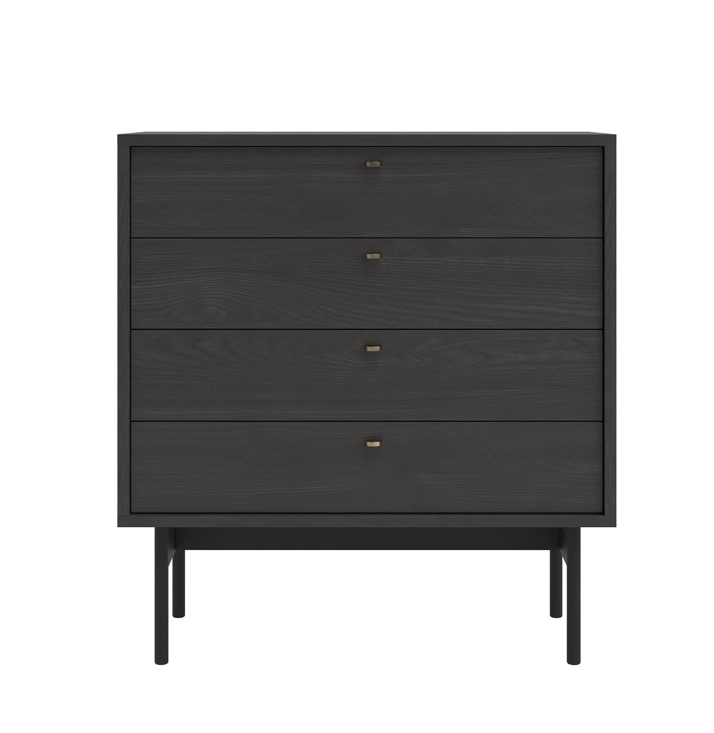 KOMMODE Olar Holzoptik Esche Portland Schwarz 85,5 cm - Goldfarben/Schwarz, Holzwerkstoff/Metall (85.5/91.9/38cm) - Selsey