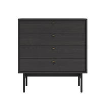 KOMMODE Olar Holzoptik Esche Portland Schwarz 85,5 cm - Goldfarben/Schwarz, Holzwerkstoff/Metall (85.5/91.9/38cm) - Selsey