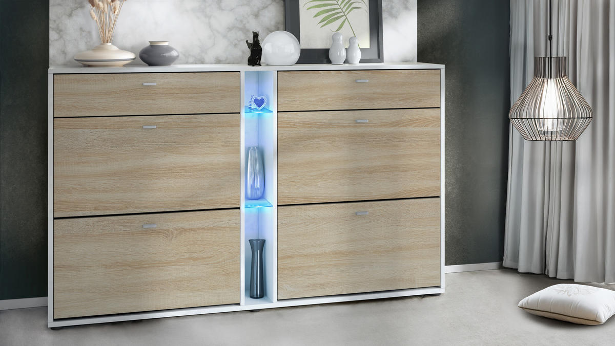 SCHUHSCHRANK Today Fronten in Eiche sägerau - Eiche San Remo, Holzwerkstoff (155.5/95/28cm) - Vladon