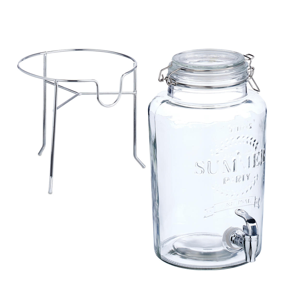 GETRÄNKESPENDER - Transparent, Glas/Kunststoff (5L) - Relaxdays