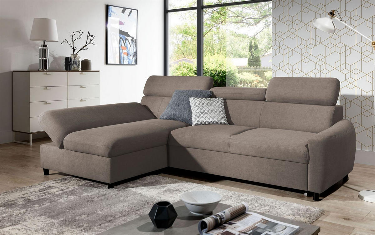 ECKSOFA Schlafsofa Anton Xs In Esito - Taupe, Holzwerkstoff/Textil (260/170cm) - Fun Möbel