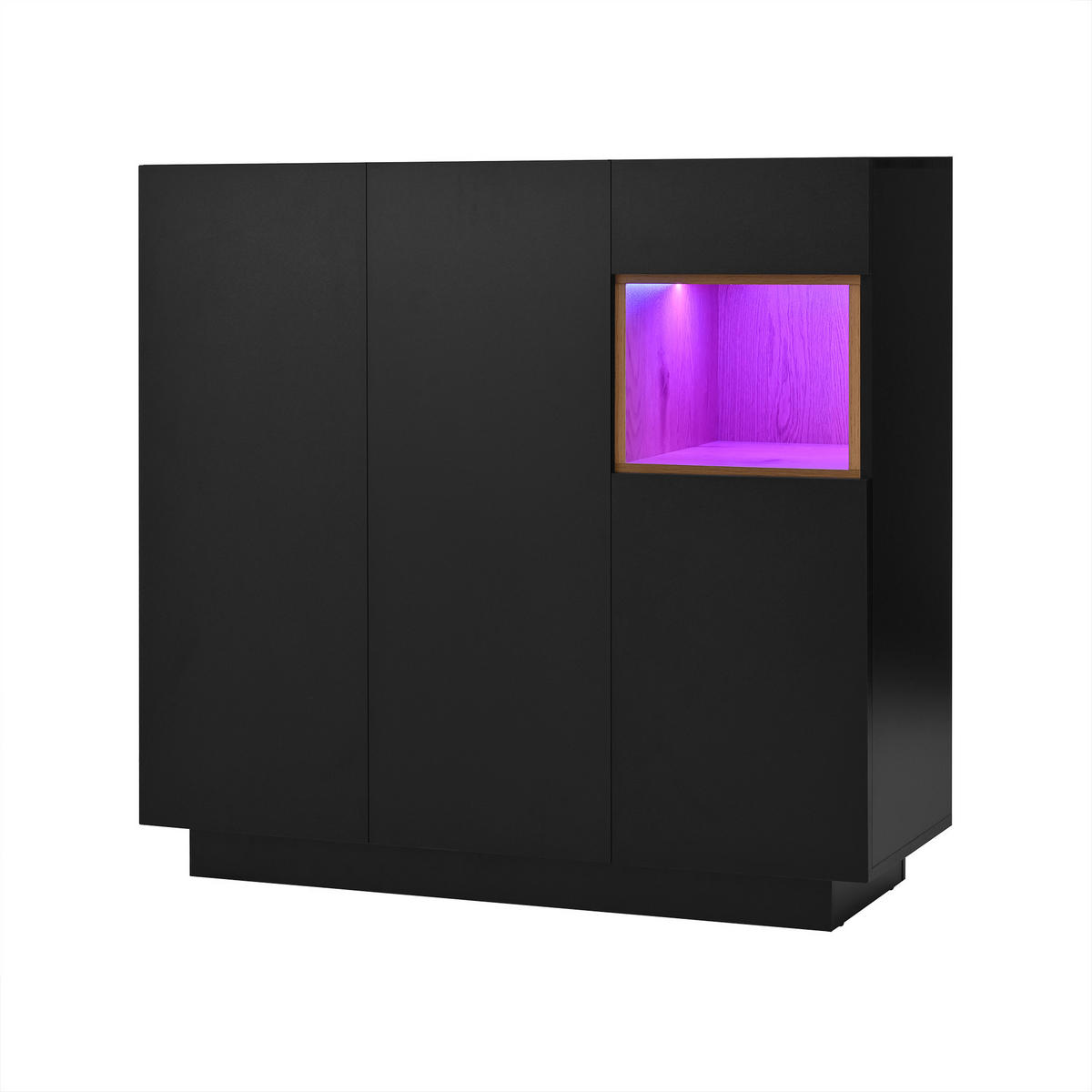 SCHUHSCHRANK 105/39,5/100,5 cm schwarz/natur aus Spanplatte mit LED - Schwarz, Holzwerkstoff (105/100/39cm) - OKWISH