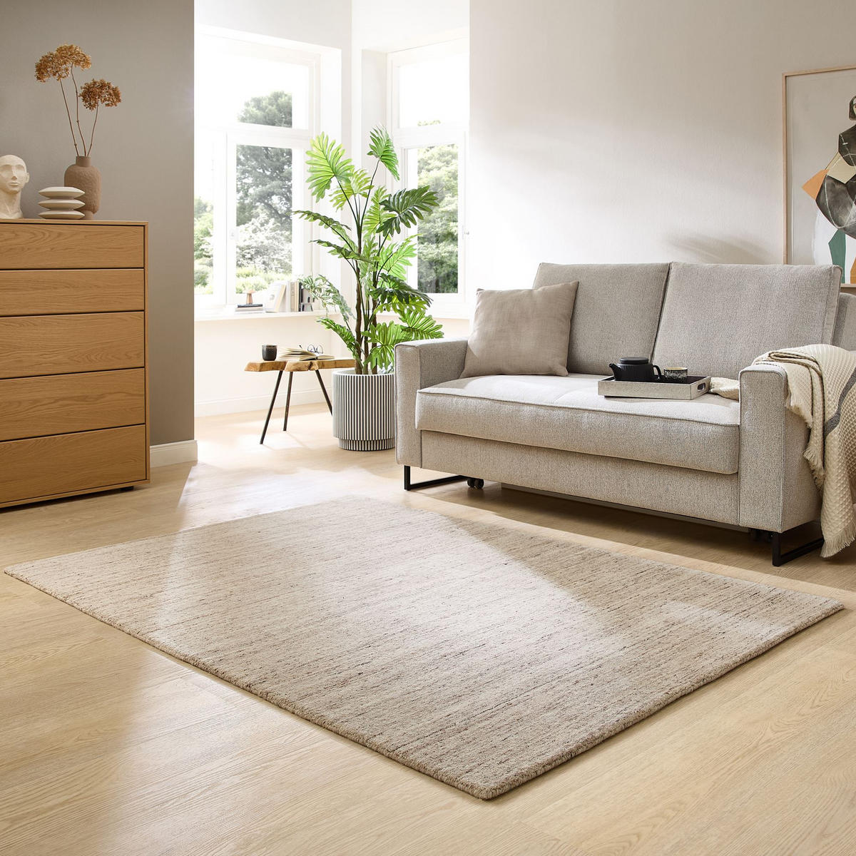 HANDWEBTEPPICH Pure 170x240 cm - Beige, Textil (170/240cm) - THEKO