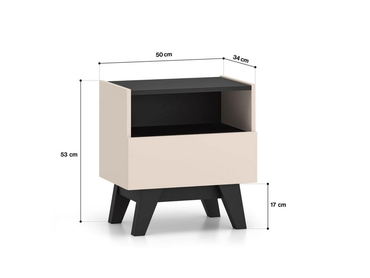 NACHTTISCH FRESHION Beige 50x34x53 cm - Beige, Holzwerkstoff (50/53/34cm) - FURNLUX