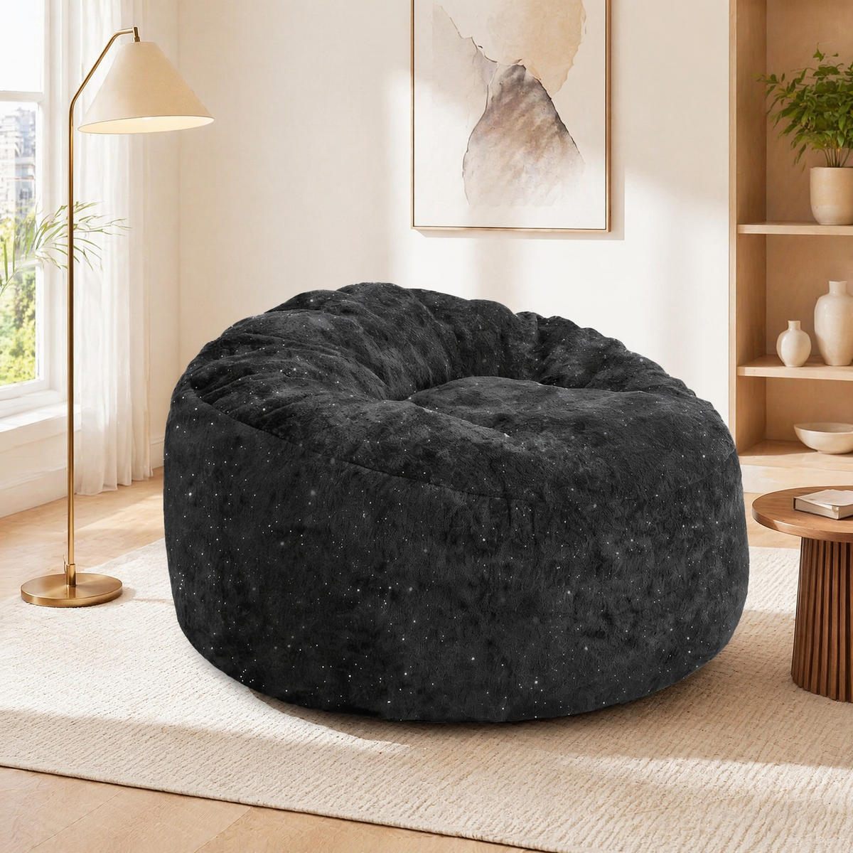 SITZSACKSESSEL mit hoher Rückenlehne Schwarz - Schwarz, Kunststoff (103/65/103cm) - Beauniv