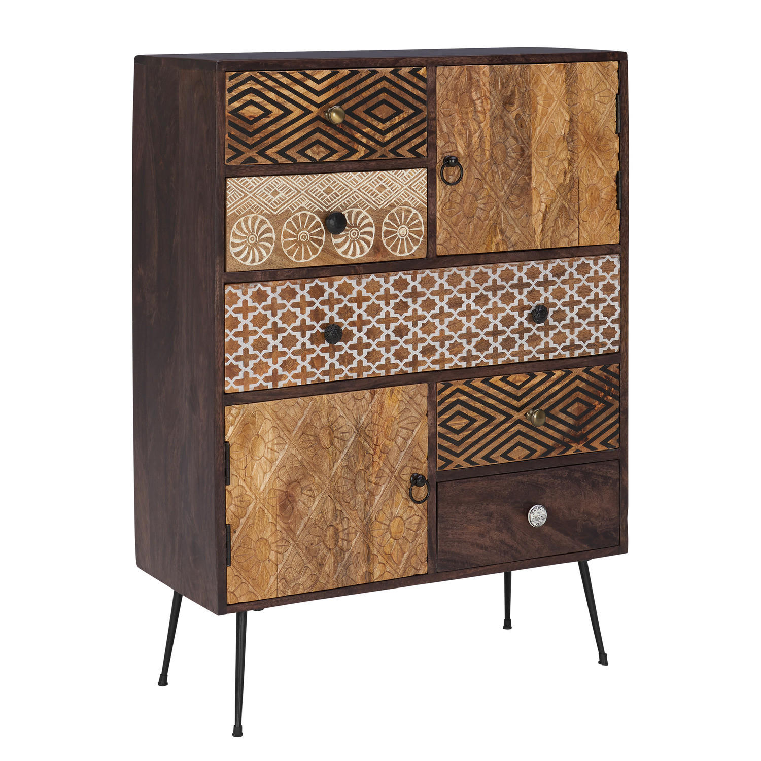 KOMMODE - 108 cm - Beige / Mango - Beige/Schwarz, Holz/Metall (80/108/35cm) - home24